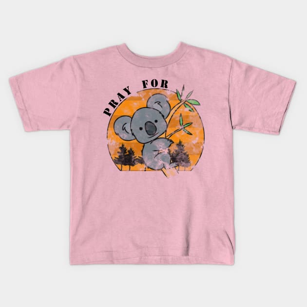 Pray For Koala Kids T-Shirt by Centauri